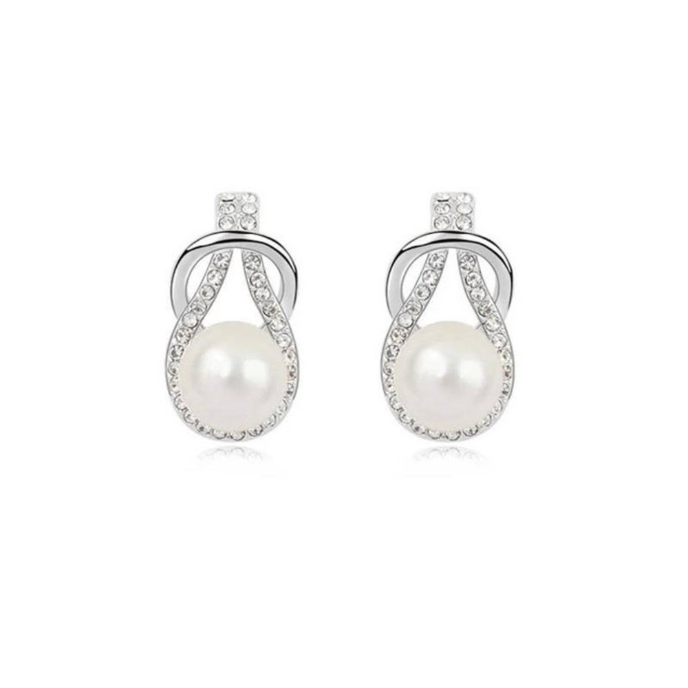 Nwt Nina Crystal From Swarovski Herculean Knot Pearl/Pave